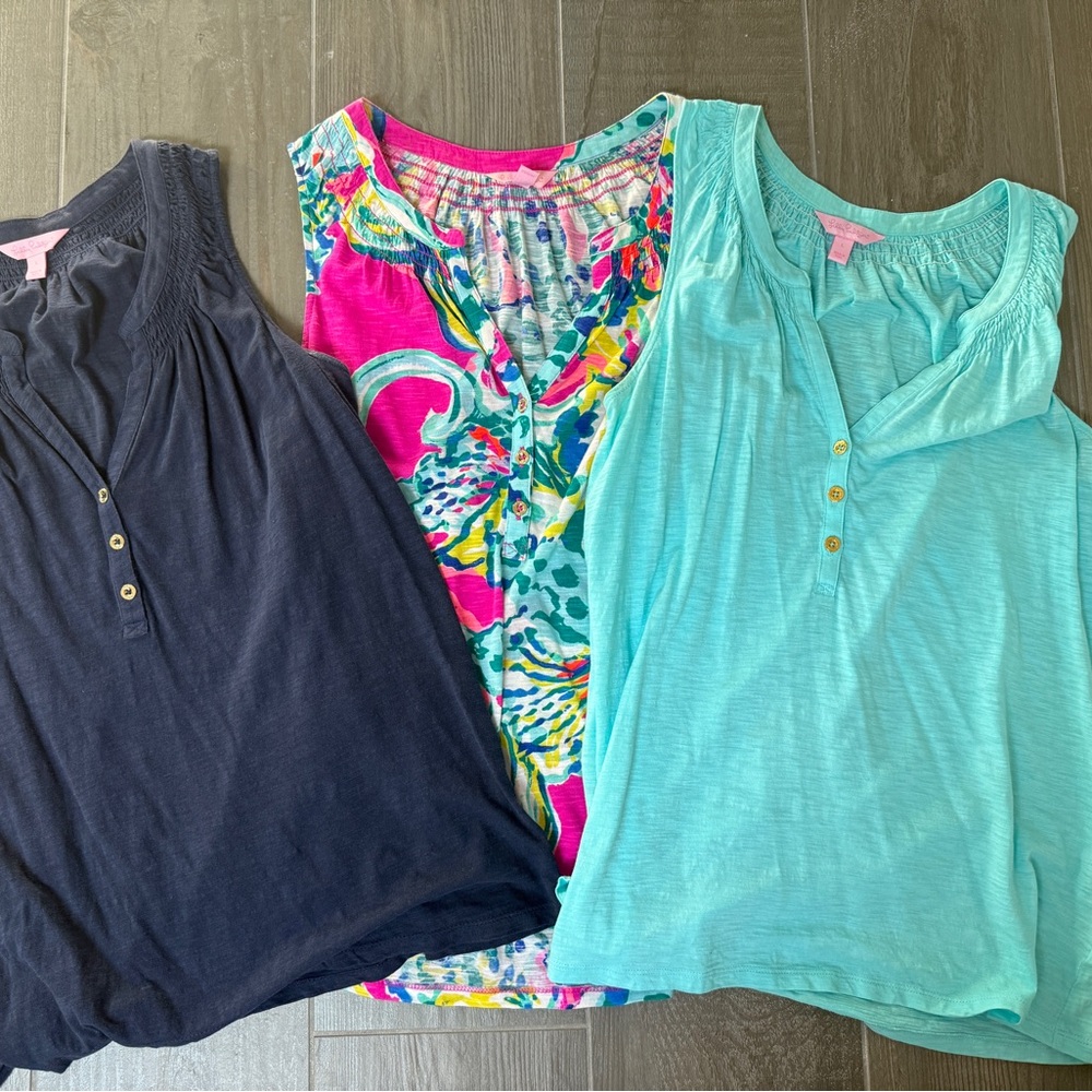Lilly Pulitzer Essie Tops - This listing is for two shirts- Pink Multi, Aqua